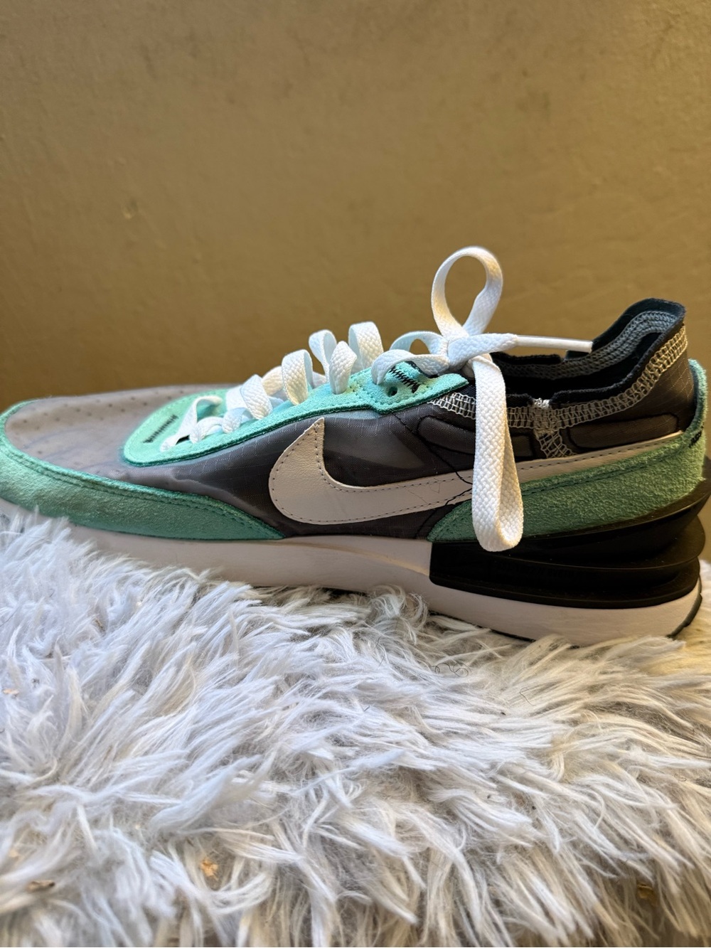 Nike Mint Green, Gray and White Low-Top Sneaker (Waffles)